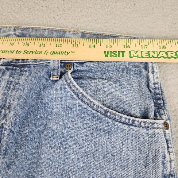 Wrangler Jeans Mens 36x32 Blue Straight Leg Classic Fit Grunge Workwear Denim - Picture 4 of 10